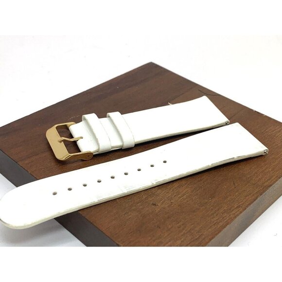 Invicta Watch Replacement Band White Leather 26mm Gold Tone Clasp - Picture 4 of 5